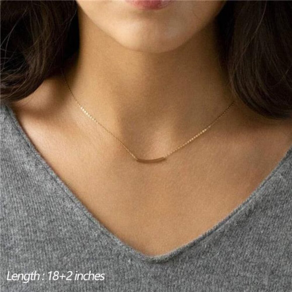 Dainty Layered Choker Necklace, Handmade 14K Gold Plated Y Pendant - Picture 4 of 6